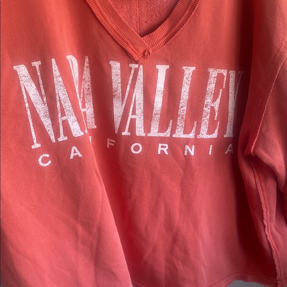 Free People NWT -WTF Venice Oversized NAPA Cotton Blend Vneck Graphic Sweatshirt - Picture 8 of 15
